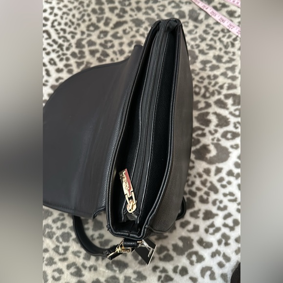 Pink Haley Faux Leather Crossbody Purse with Double Tassel in Black Gold - Picture 11 of 16